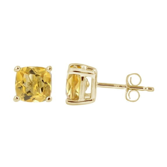 Vir Jewels 1.80 CTTW Citrine Stud Earrings 14K Gold Cushion Cut with Push Backs November Birthstone