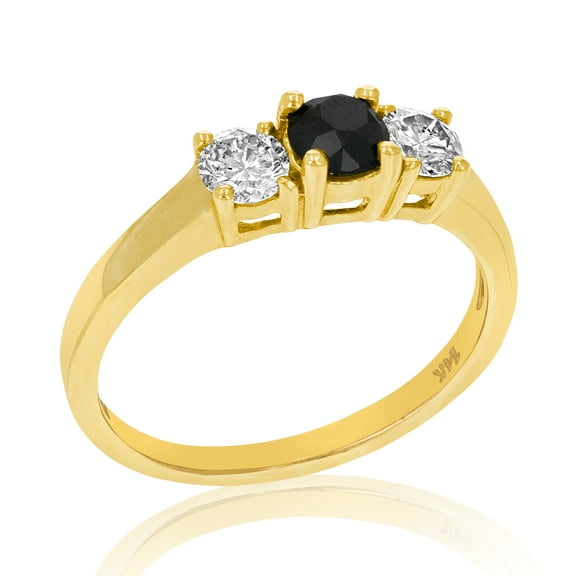 Vir Jewels 1 CTTW 3 Stone Black and White Diamond Engagement Ring 14K Yellow Gold Bridal Size 8
