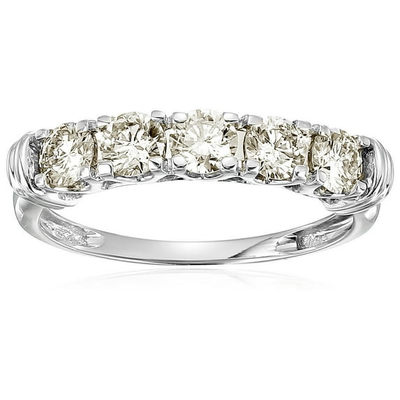 Vir Jewels 1 CTTW 5 Stone Diamond Wedding Engagement Ring 14K White Gold Round Size 4.5 Female Adult