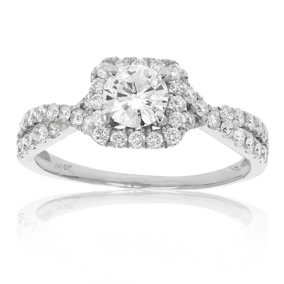 Vir Jewels 1 CTTW Diamond Halo Criss-Cross Wedding Engagement Ring 14K White Gold Bridal Size 8