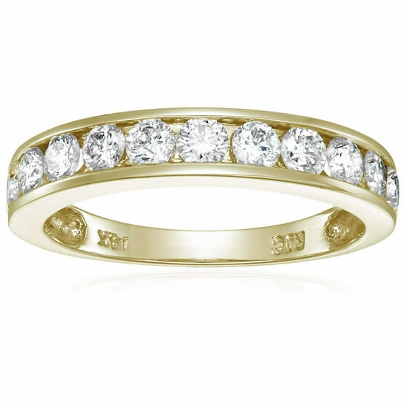 Vir Jewels 1 CTTW Diamond Wedding Anniversary Band for Women, Half Eternity Round Diamond Engagement Ring 10K Yellow Gold Channel Set, Size 5.5