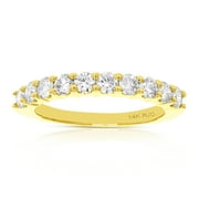 Vir Jewels 1 CTTW Diamond Wedding Band 14K Yellow Gold Prong Set 10 Stones Round Size 6 Female Adult