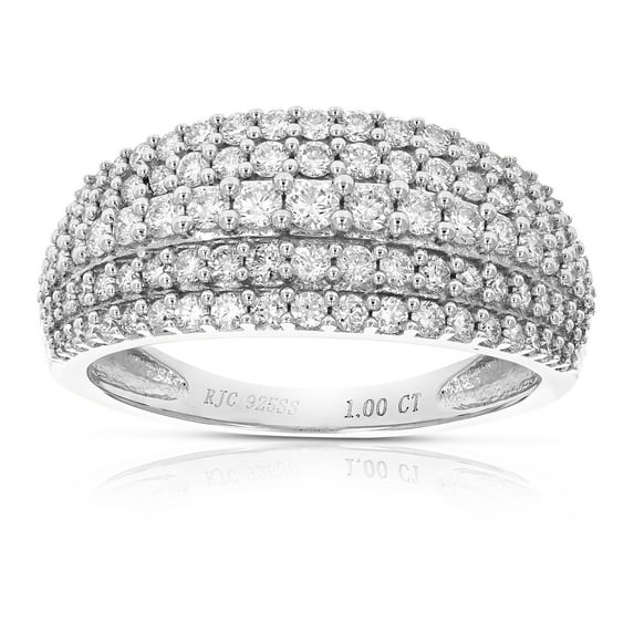Vir Jewels 1 CTTW Lab Grown Diamond Wedding Band Ring in Sterling Silver Prong Size 7