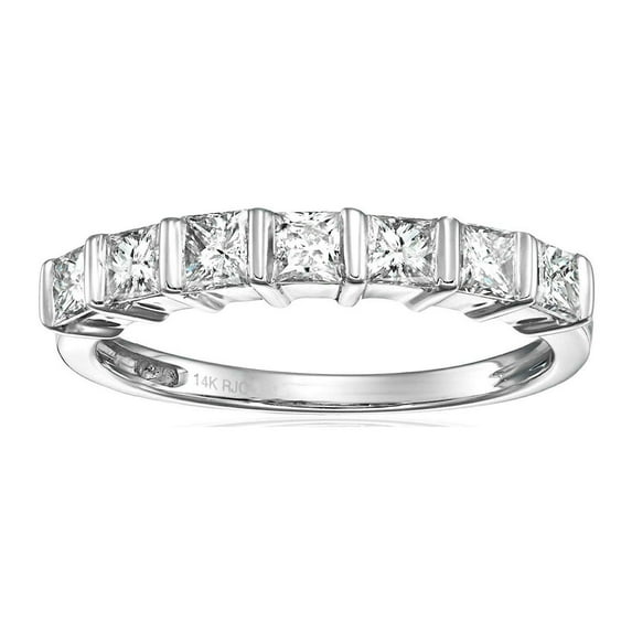 Vir Jewels 1 CTTW Princess Cut Channel Diamond Wedding Band 14K White Gold Bridal Size 7 Female Adult