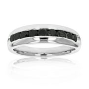 Vir Jewels Sterling Silver Men's 9 Stones Black Diamond Wedding Band (1 CT) Female Adult.