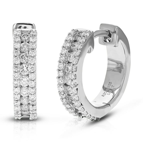 Vir Jewels 2/3 CTTW Lab Grown Diamond Hoops Earrings in Sterling Silver With Hidden Post For Women