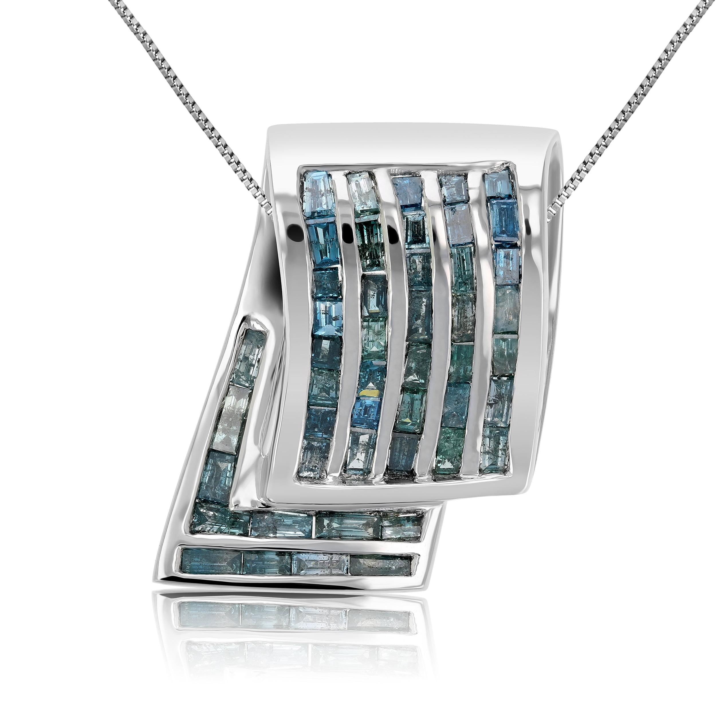 Vir Jewels 2.30 CTTW Blue Diamond Pendant Necklace for Women 14K White Gold Fashion 2/3 Inch