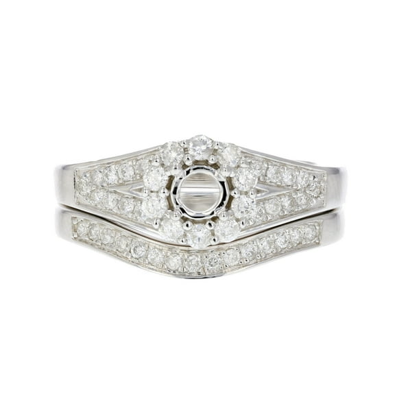 Vir Jewels 2/5 CTTW Diamond Semi Mount Bridal Set .925 Sterling Silver Wedding Size 7 Female Adult