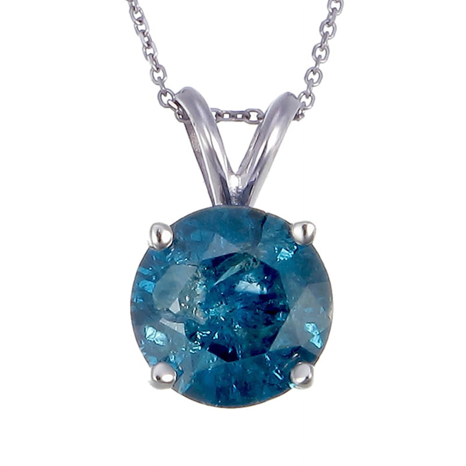 Vir Jewels 2.50 CTTW Blue Diamond Solitaire Pendant Necklace for Women 14K White Gold Round