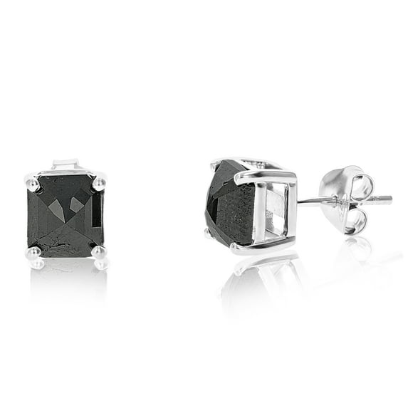 Vir Jewels 2.50 CTTW Princess Cut Black Diamond Stud Earrings .925 Sterling Silver