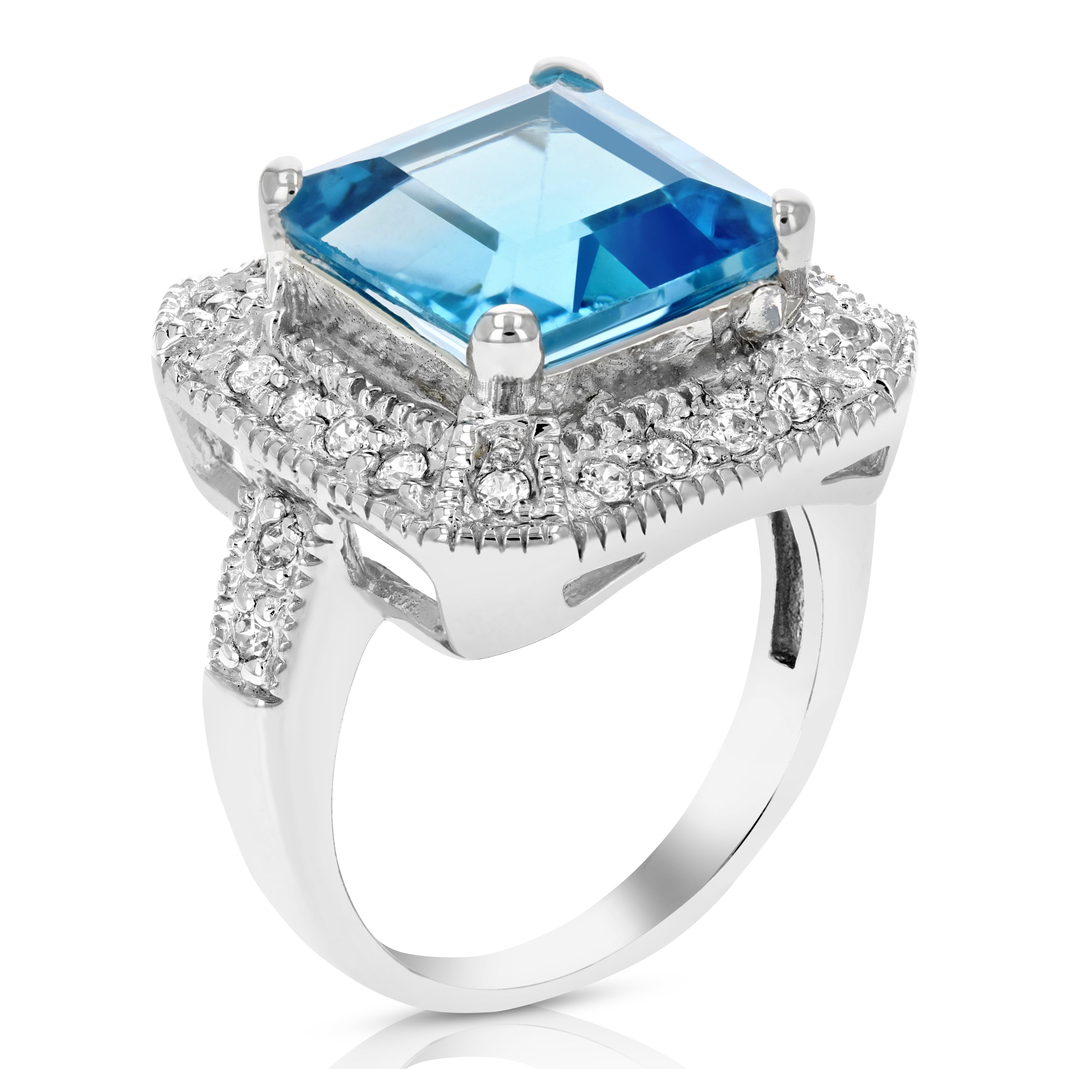 Vir Jewels 2.90 CTTW Swiss Blue Topaz Ring 10 MM Princess Cut .925 Sterling Silver 10 MM Size 7