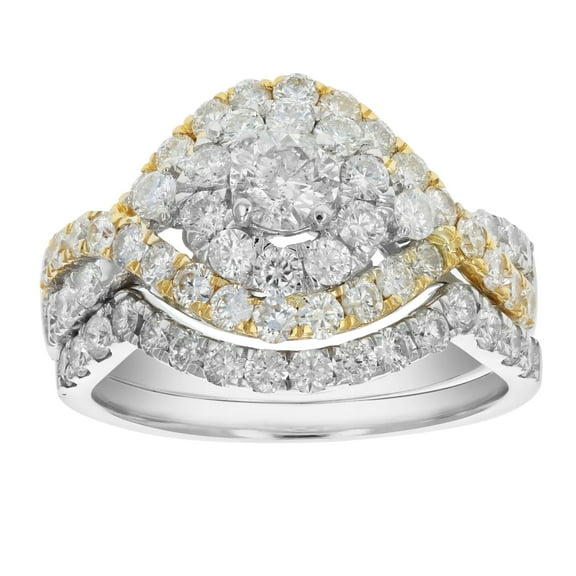 Vir Jewels 2 CTTW Diamond Wedding Ring Bridal Set for Women 14K White and Yellow Gold Round