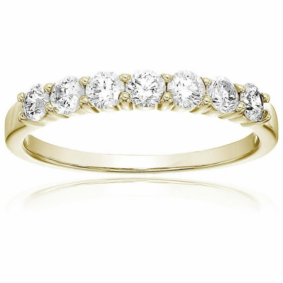 Vir Jewels 3/4 CTTW Diamond Wedding Band in 14K Yellow Gold 7 Stones Prong Set Size 8 Female Adult