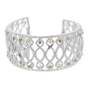 Vir Jewels 3/4 CTTW Multi Sapphire Cuff Bangle Bracelet Brass with Rhodium Plating Female Adult