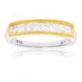 thumbnail image 1 of Vir Jewels 3/4 CTTW Princess Diamond Wedding Band for Women in 14K White Yellow Gold Milgrain, 1 of 8