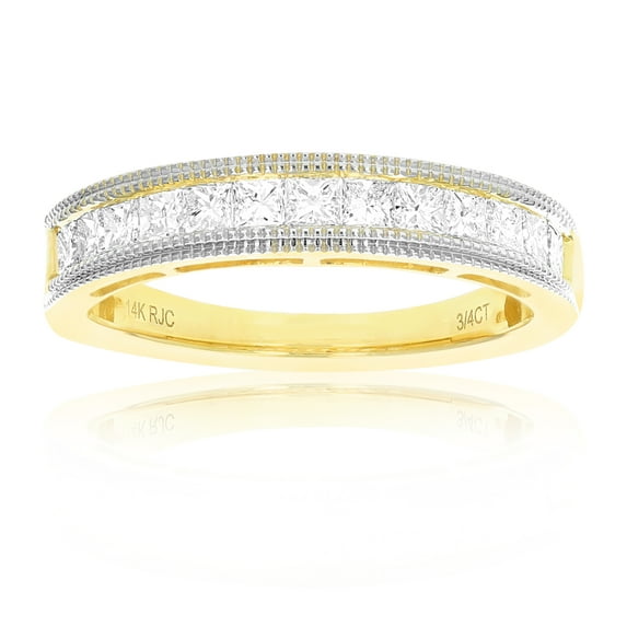 Vir Jewels 3/4 CTTW Princess Diamond Wedding Band for Women with Milgrainin 14K Yellow Gold