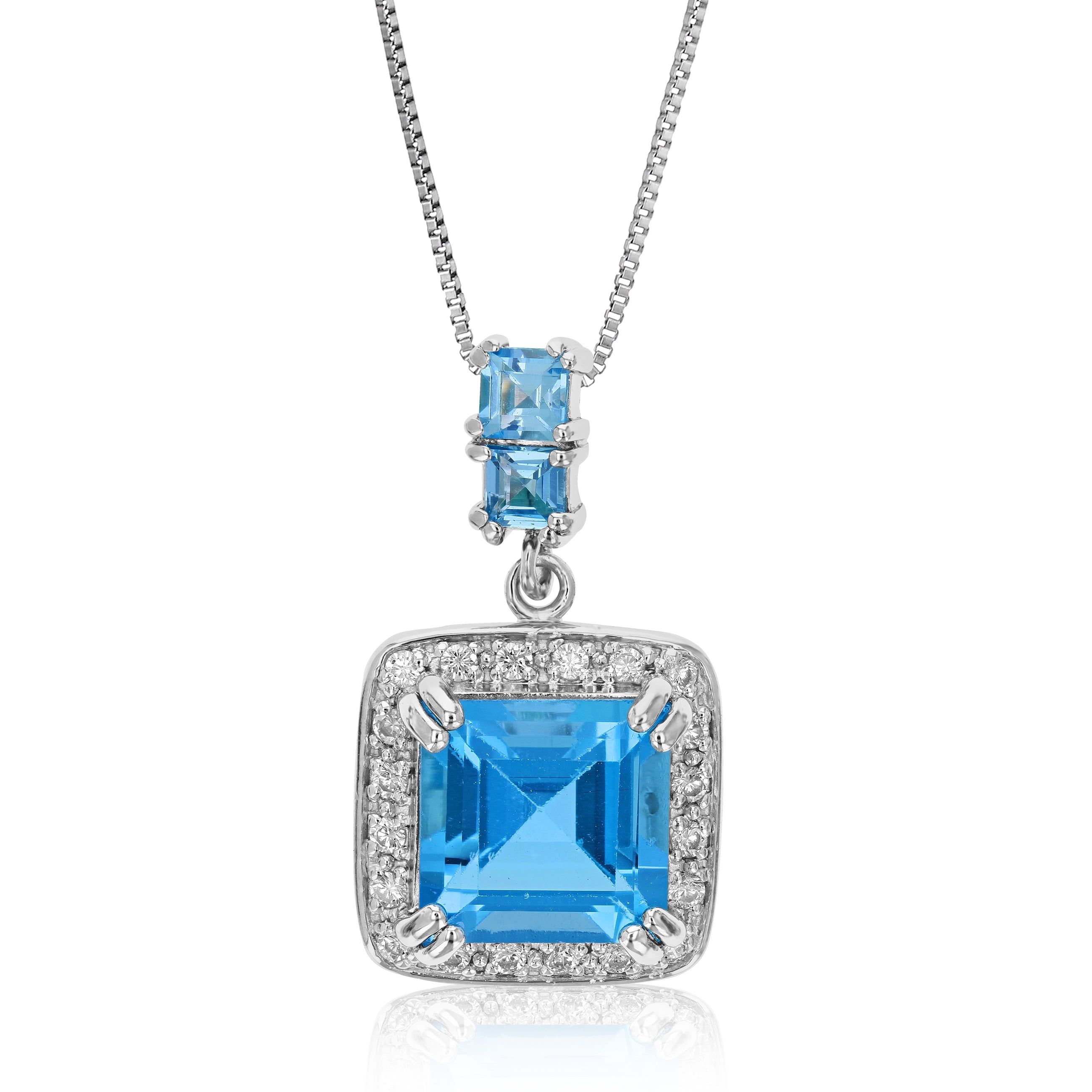 Vir Jewels 4.30 CTTW Swiss Blue Topaz Pendant Necklace for Women in Sterling Silver December