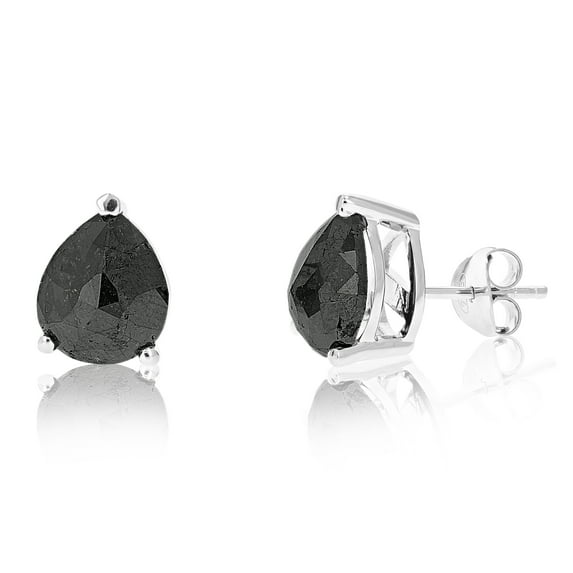 Vir Jewels 5.50 CTTW Pear Shape Black Diamond Stud Earrings .925 Sterling Silver Prong Set