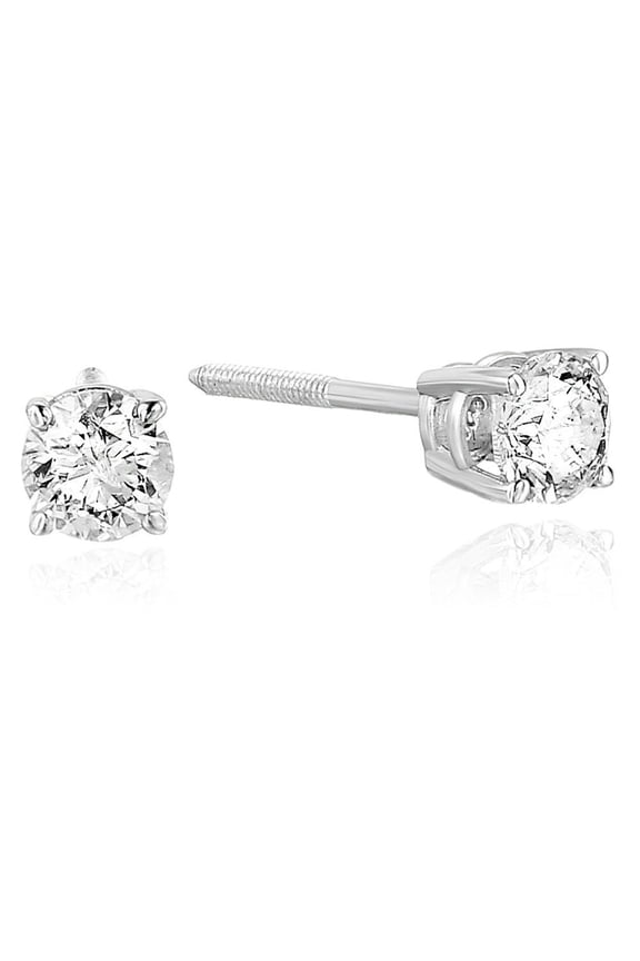 5/8 CTTW SI2-I1 Diamond Stud Earrings 14K White Gold Certified Round Screw Back