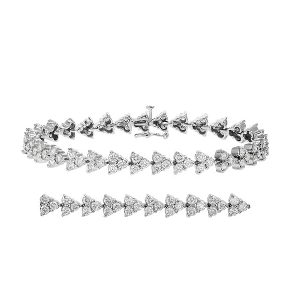 Vir Jewels 5 CTTW Diamond 3 Stone Cluster Bracelet 10K White Gold Round Prong Set 7 Inch for female.