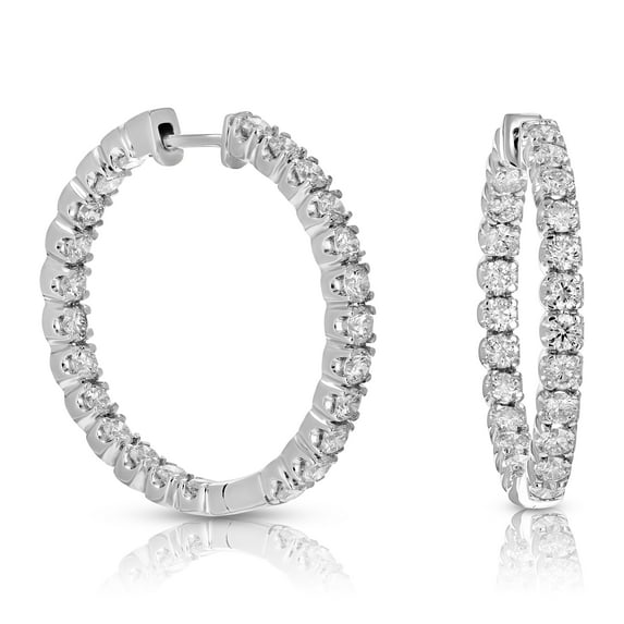 Vir Jewels 5 CTTW Diamond Inside Out Hoop Earrings 14K White Gold Round Prong Set 1.38 Inch