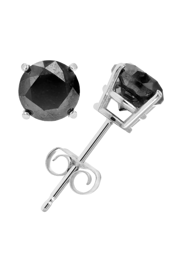 6.50 CTTW Black Diamond Stud Earrings .925 Sterling Silver Round with Push Backs