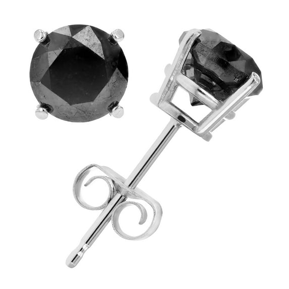 Vir Jewels 6 CTTW Black Diamond Stud Earrings .925 Sterling Silver Round with Push Backs