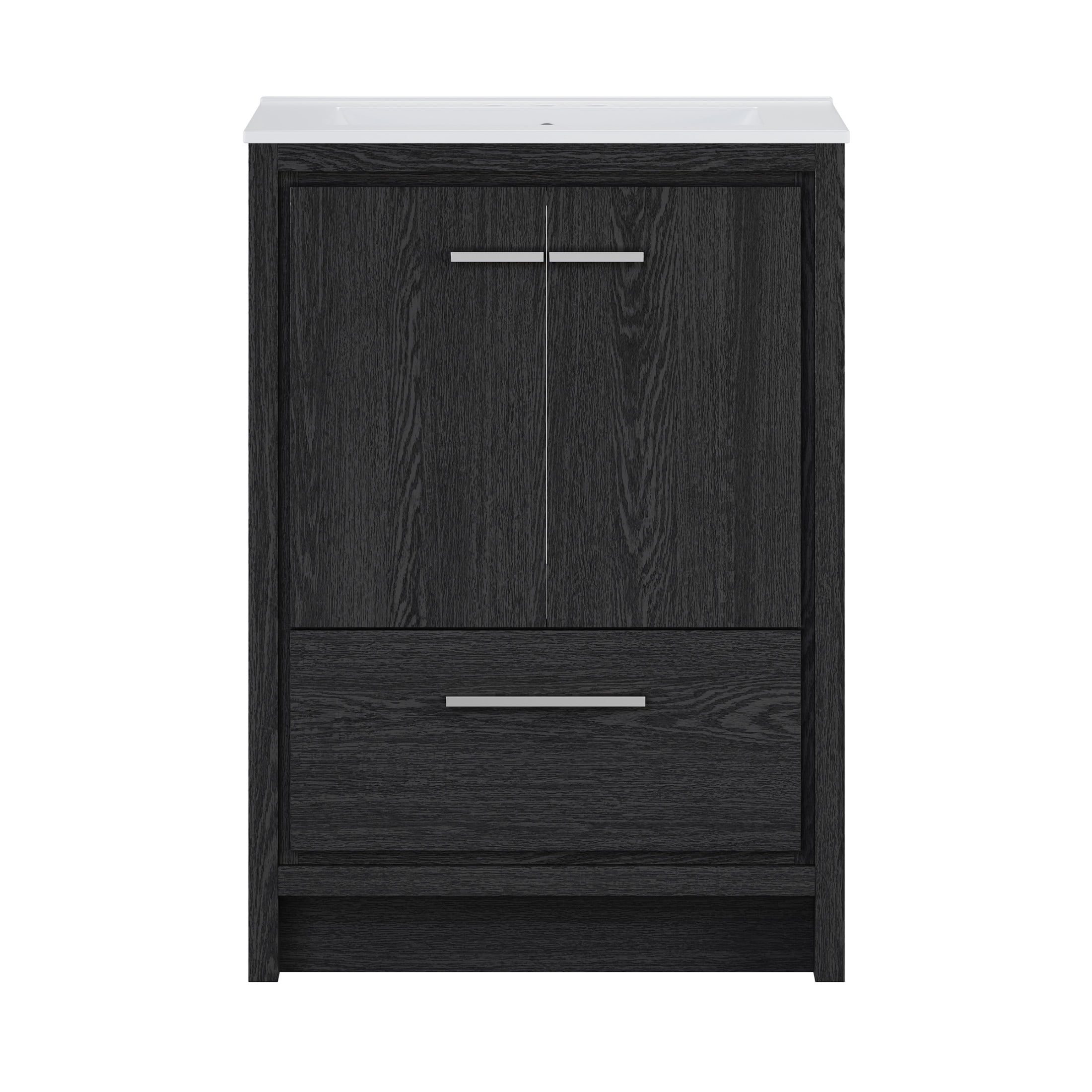 Virage 24" Freestanding Bathroom Vanity in Black Oak with 3-Hole Centerset Sink Top