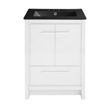 Manoir 18 in. White Bathroom Vanity With Black Ceramic Sink Top ...