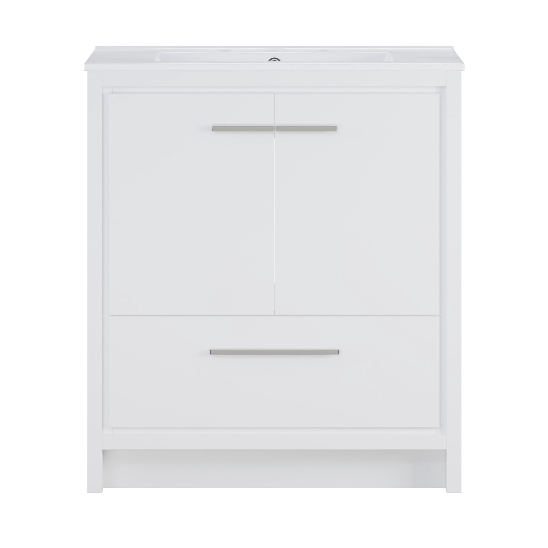 Virage 30" Freestanding Bathroom Vanity in White with 3-Hole Widespread Sink Top