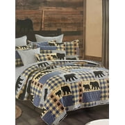 Virah Bella Blue & Yellow Bear Plaid Twin Quilt & Sham Set, 2 Pc Bed Cover