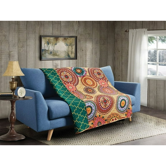 Virah Bella Jewel Tone Op Art Quilted Throw Blanket, 50" x 60"