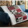 thumbnail image 1 of Virah Bella Lodge Life Black Bear Quilt Throw Sherpa Blanket, 1 of 3
