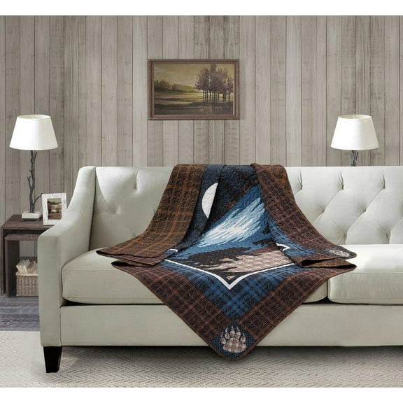 Virah Bella Quilted Throw Blanket 50" x 60" Moondance Lightweight Throw Quilt Great for Loungers & Extra Bedding - Beautiful Lodge-Themed Blanket