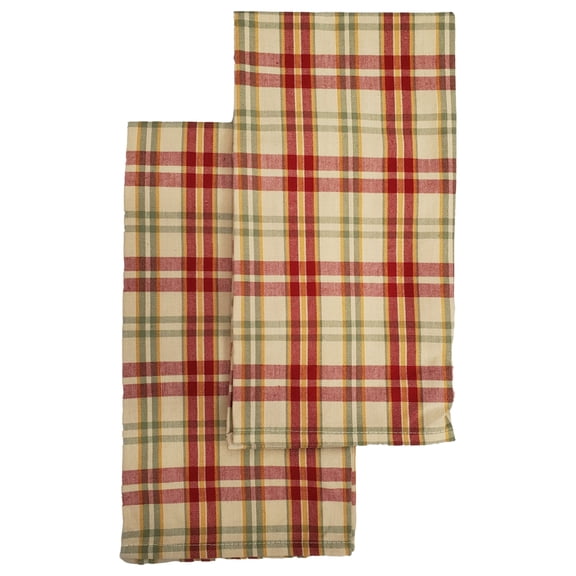 Virah Bellah Yellow & Red Plaid Kitchen Towel Set - 2 Dish Towels