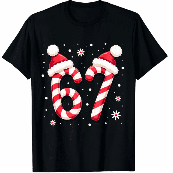 Viral 67 Candy Canes Santa Holiday Humor T-Shirt (Men's, Women's)