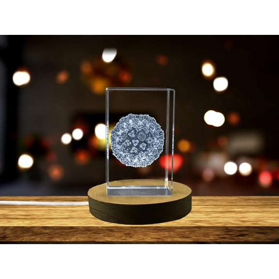 Viral Dynamics: 3D Engraved Crystal Influenza Germ