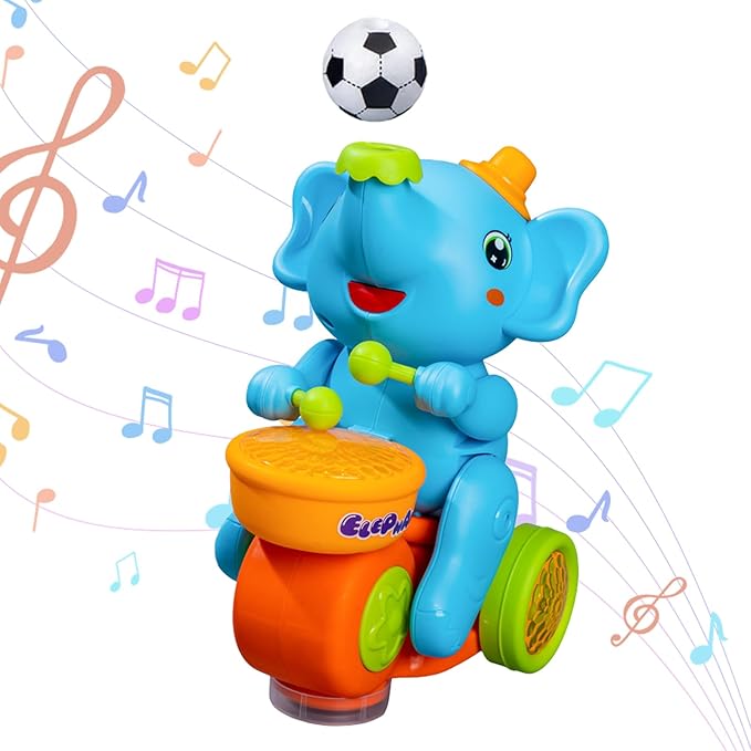 Viral Elephant Toy with Four Balls, Musical Walking Elephant Drummer ...
