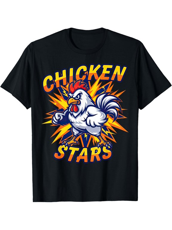 Viral Meme Chicken Stars Cartoon Boys Humor Trending T-Shirt