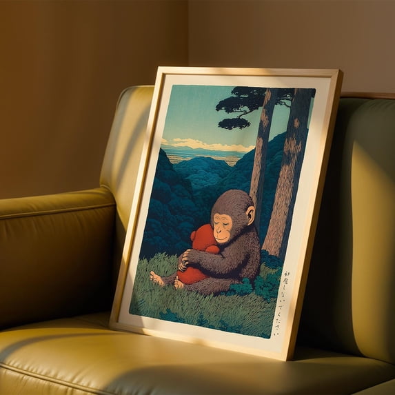 Viral Punch the Monkey Wall Art, Japanese Punch Monkey Print, Cute ...