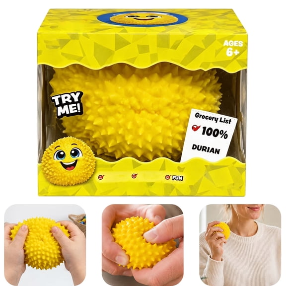 Viral Smush Mart Spiky Durian Squishy, Slow-Rise Realistic Fruit Novelty Squeeze Toy - Soft Spike Tactile Fidget Ball for Daily Stress Relief & Desktop Ornament