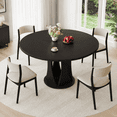 thumbnail image 1 of Virans 47.2" Round Dining Table for 4-6,Kitchen Dining Table with Double Curved Base & Back Panel Buckle Top,Modern Circle Dinner Table for Kitchens,Dining Rooms,Living Rooms,Black, 1 of 10