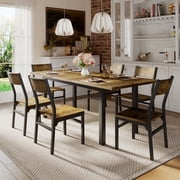Virans 7-Piece Dining Table & Chairs Set for 4-6, 63" Extendable Kitchen Table with 6 Chairs, Dining Room Table with Metal Frame & MDF Board, Perfect for Small 
