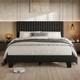 thumbnail image 1 of Virans Full Size Bed Frame, Upholstered Linen Platform Bed frame with Fabric Headboard,Solid Wood Slats Support,Noise Free,No Box Spring,Easy Assembly,Black, 1 of 9