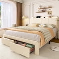 thumbnail image 1 of Virans Full Size Velvet Upholstered Bed Frame with Headboard & 2 Storage Drawers,Princess Platform Bed Frame with Charging Station & LED,No Box Spring Needed,Beige, 1 of 9