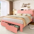 thumbnail image 1 of Virans Full Size Velvet Upholstered Bed Frame with Headboard & 2 Storage Drawers,Princess Platform Bed Frame with Charging Station & LED,No Box Spring Needed,Pink, 1 of 9
