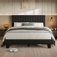 thumbnail image 1 of Virans Queen Size Bed Frame,Upholstered Linen Platform Bed frame with Fabric Headboard,Solid Wood Slats Support,Noise Free,No Box Spring,Easy Assembly,Black, 1 of 9