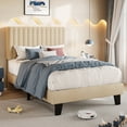 thumbnail image 1 of Virans Twin Size Bed Frame,Upholstered Linen Platform Bed frame with Fabric Headboard,Solid Wood Slats Support,Noise Free,No Box Spring,Easy Assembly,Beige, 1 of 9