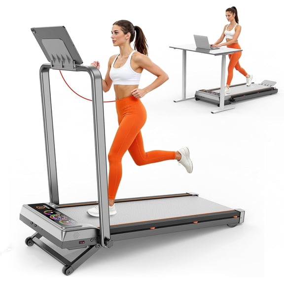 Virans Walking Pad Treadmill with 15% 12-Level Auto Incline & Handle Bar, Foldable Treadmill with LED Display, Bluetooth Speaker & Remote Control, 450 LBS Capacity
