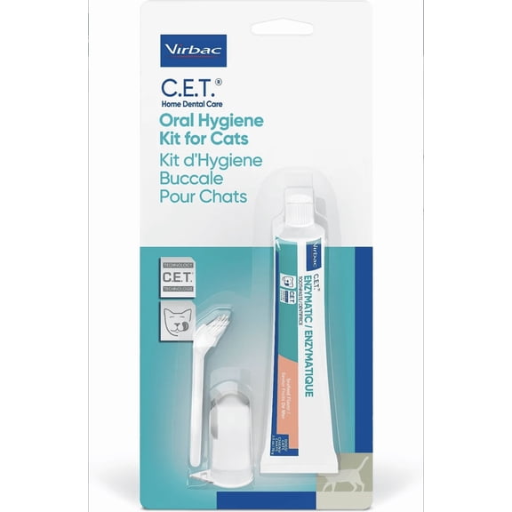Virbac C.E.T. Enzymatic Oral Hygiene Seafood Flavor Cat Dental Kit